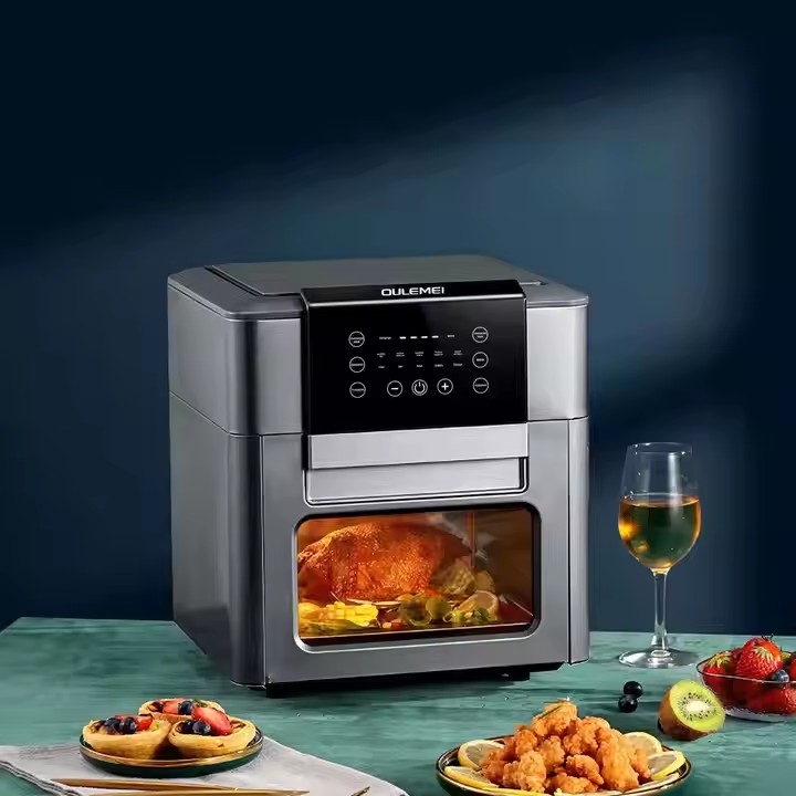 1600W 12L LCD Menu Display Electric Aluminum Air Fryer Oven Double Layer Capacity Digital Control New Design Household Plastic