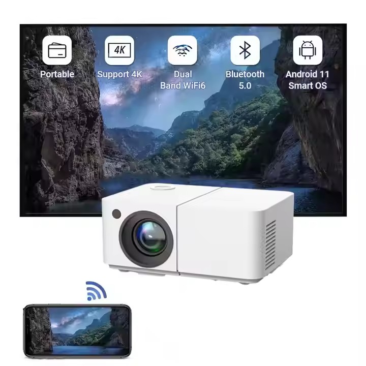 Factory New Cheap Smart Projector Android WiFi Home Theater Full HD 1080P TV LCD LED Projector With 720p Video Projection