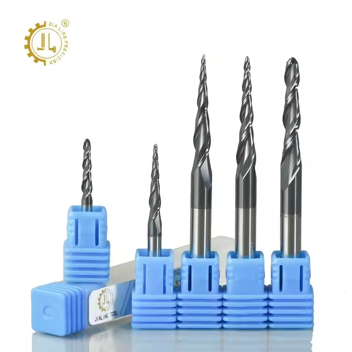 Taper Ball Nose End Mill Carbide Tapered Milling Cutter Taper Ballnose Endmill Engraving Bit CNC Bits Ball Nose