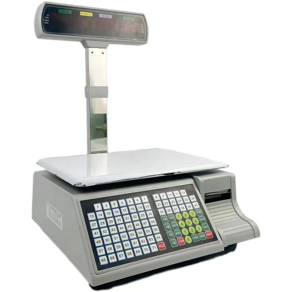 Digital Supermarket Weighing Scale Printer Price Computing Butcher Meat Barcode Print Scales Label Steel 3kg/6kg/15kg/30kg
