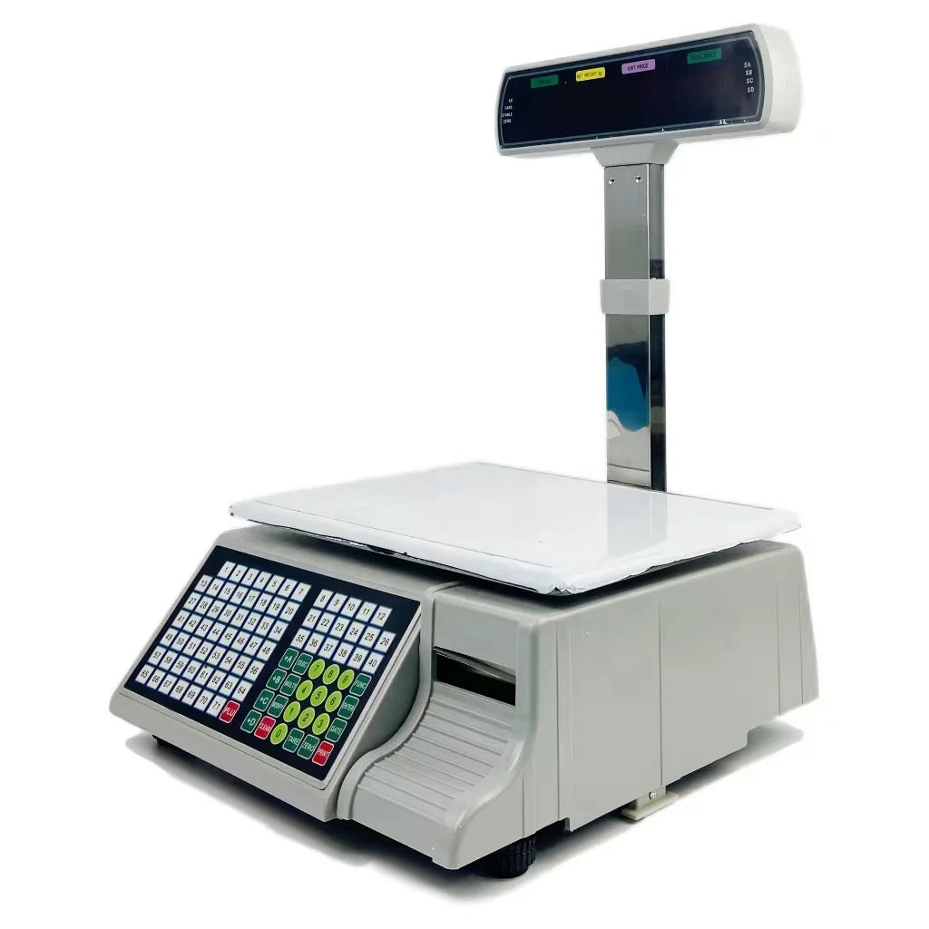 Digital Supermarket Weighing Scale Printer Price Computing Butcher Meat Barcode Print Scales Label Steel 3kg/6kg/15kg/30kg
