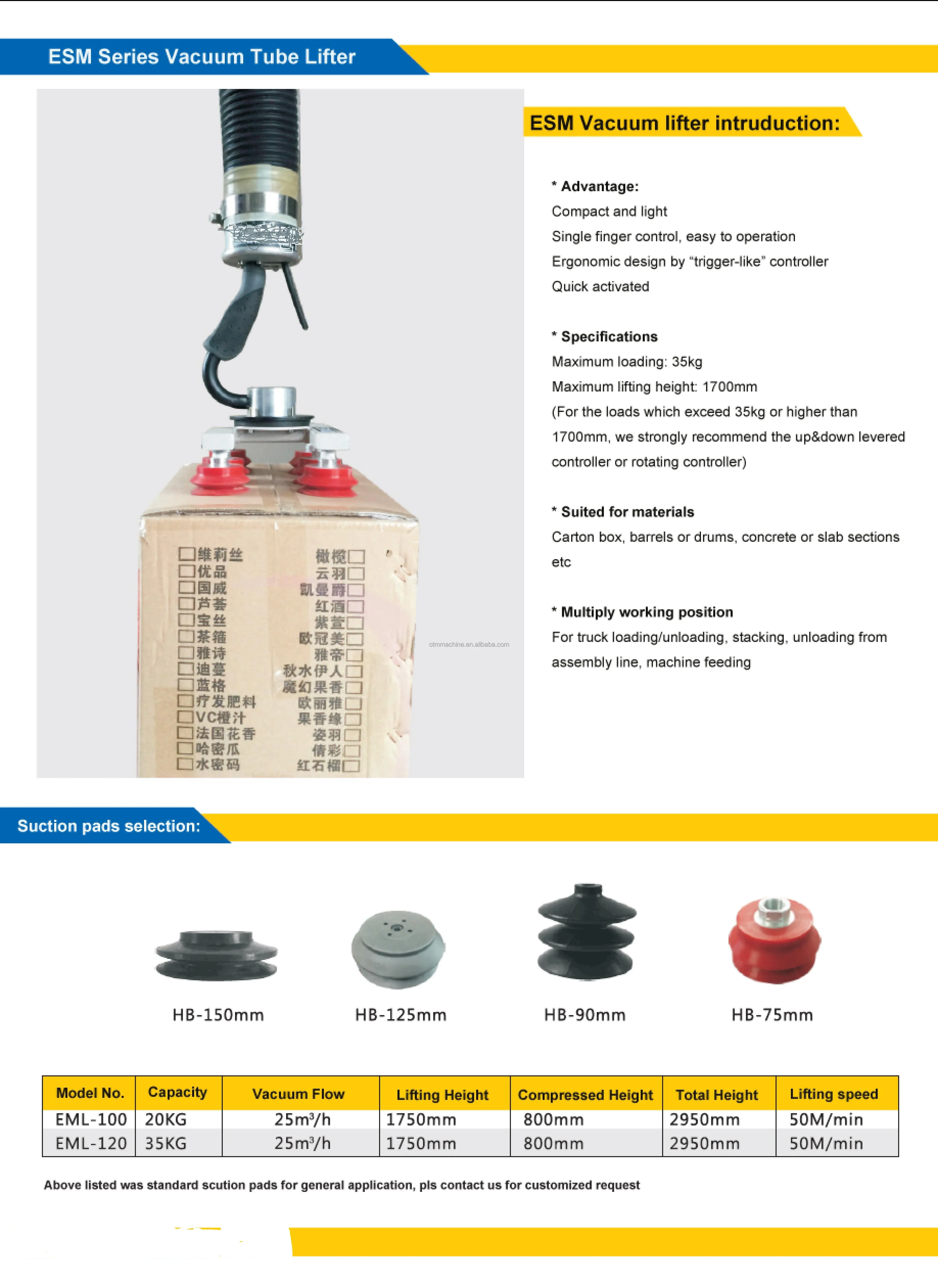 Lifting Taped Boxes Lifter Assist Equipment Robotic Arm Vacuum Manipulator Industrial for Cardboard Boxes