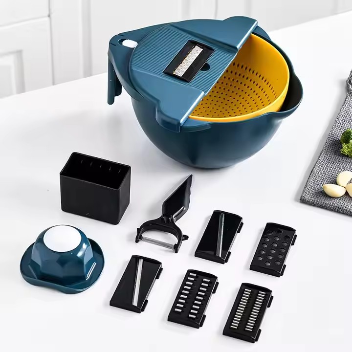 Multifunctional Vegetable Grater Slicer Magic Rotate Vegetable Cutter With Drain Basket