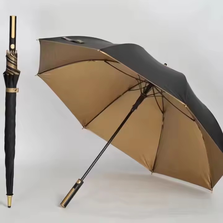  Full Fiber Gold Glue Golf Advertising Umbrella Large 27 Inch Plus Printed LOGO Long Handle Golf Gift Long Handle Umbrella