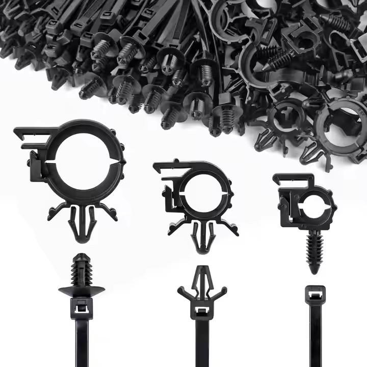 Push Mount Cable Zip Tie with Car Wire Loom Routing Clips, Universal Compatible Cars Sedan UTV Engine Bay Self Locking Straps