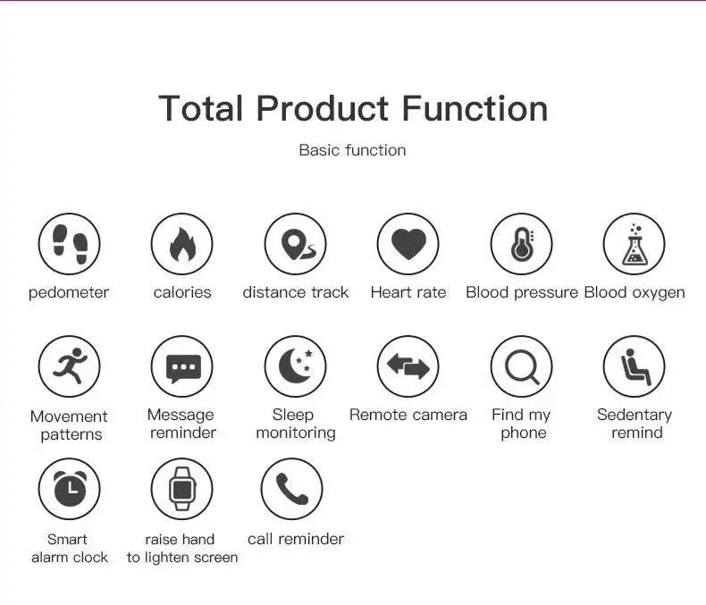 D18 Smart Watch Men Women Smartwatch Blood Pressure Waterproof Digital Watches Sports Fitness Tracker Watch