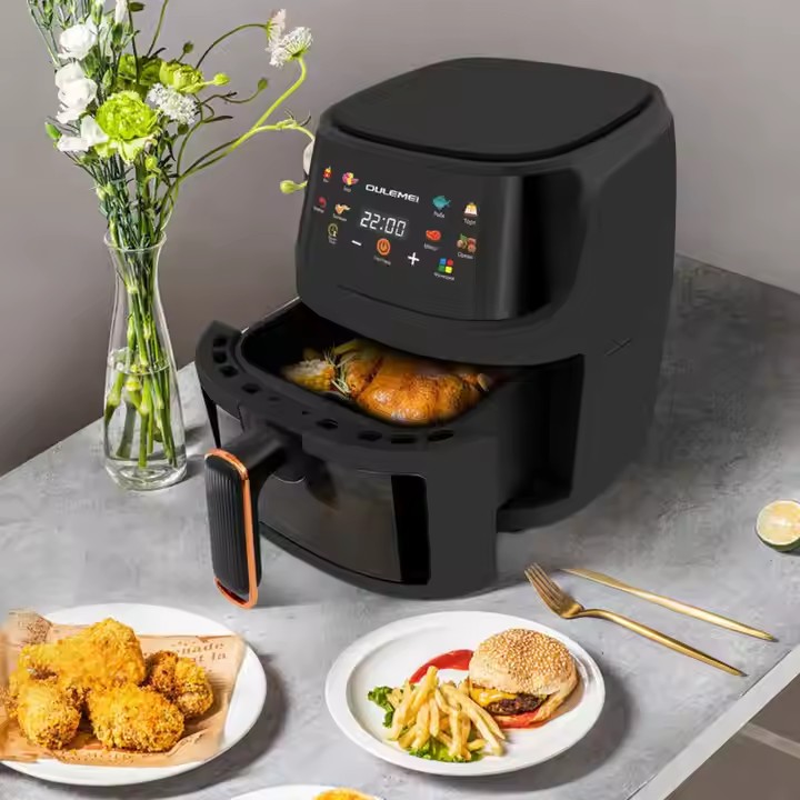 8 L Screen Touch Digital Oven Square Plastic Manual Electric Multi Oil-Free Air Fryer Visible Cooking Window Household