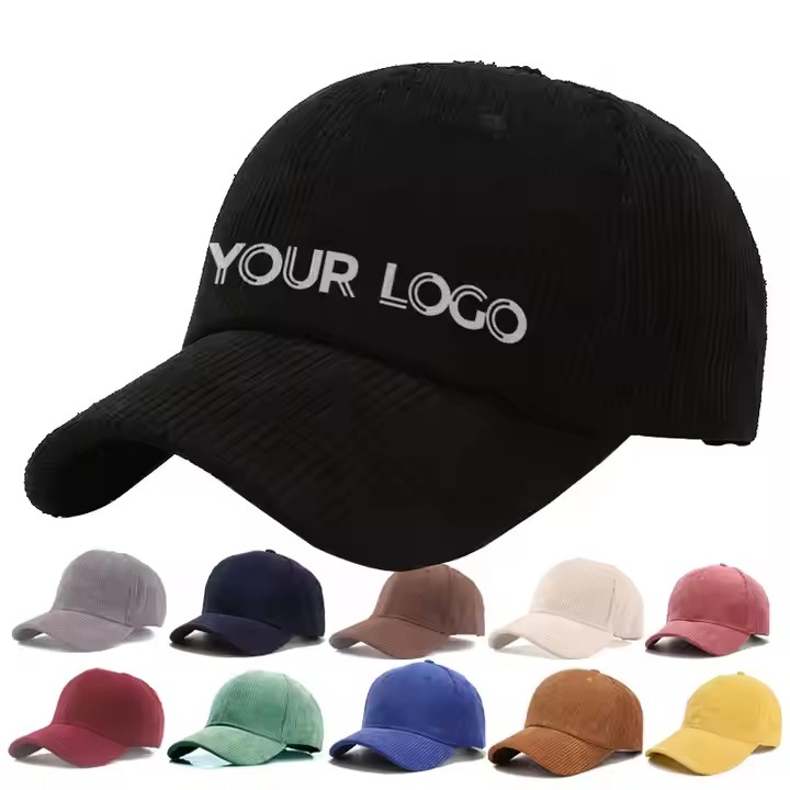 Custom Logo 6 Panel Corduroy Blank Sport Baseball Cap for Men Women Wholesale High Quality Vintage Dad Hat