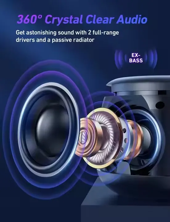 Portable Bluetooth Speaker RGB Light Hi-Fi Sound Bluetooth 5.3 IPX6 Waterproof Pocket Lightweight Speaker US Stock Fast Ship