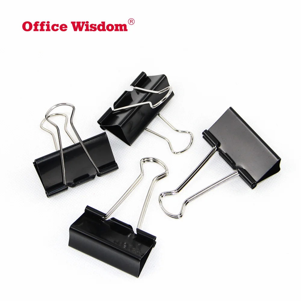 Different Kinds 15 19 25 32 41 50 mm Assorted Sizes Micro Mini Small and Medium Metal Black Documents Binder Clipboard Clips