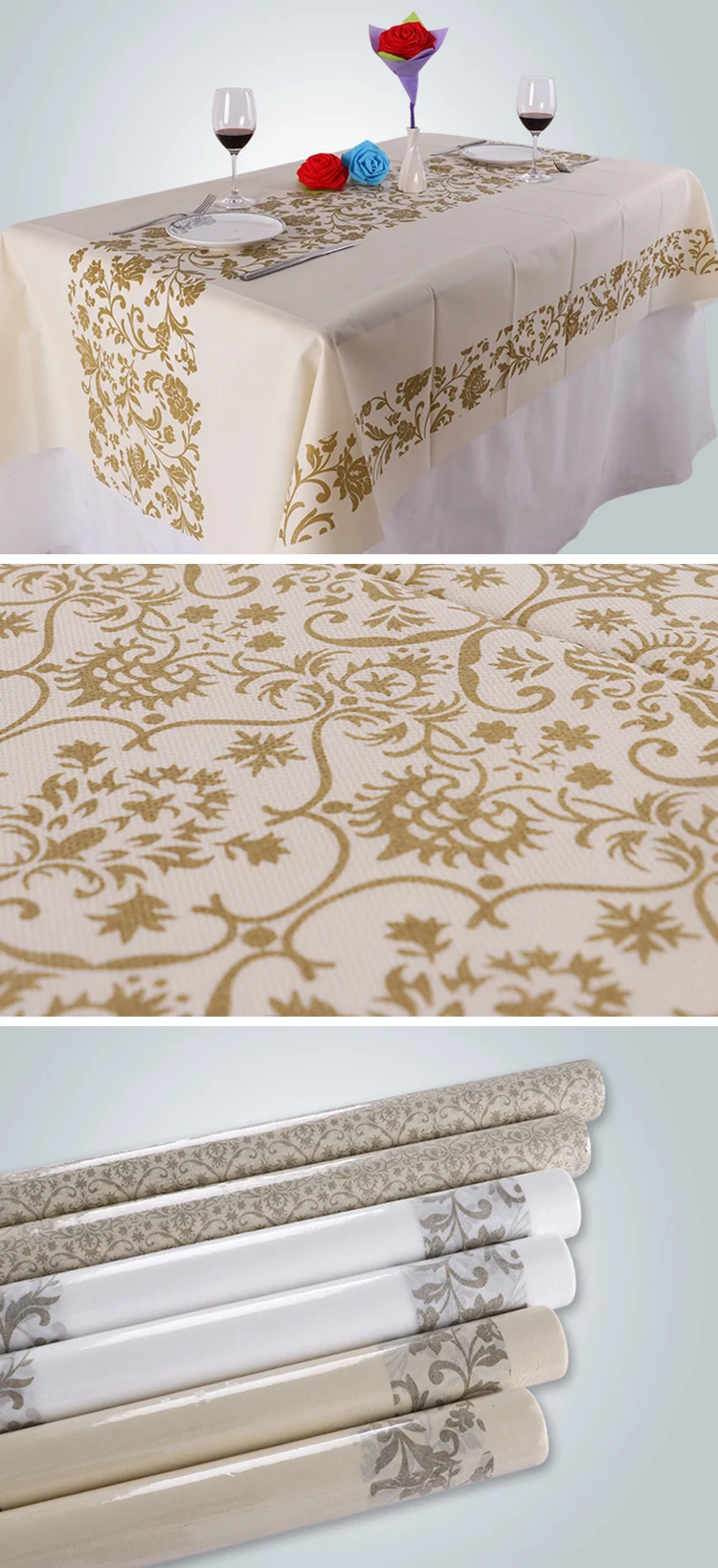 Branded Non-Woven Square Tablecloth Roll PP Design for Home Hotels Parties Weddings and Banquets Printed Table Cover