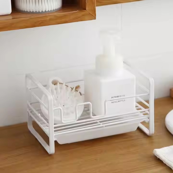 Sink Drain Rack Multifunction Kitchen Sponge Storage Holder Self Adhesive Shelg Supplies Storage Rack