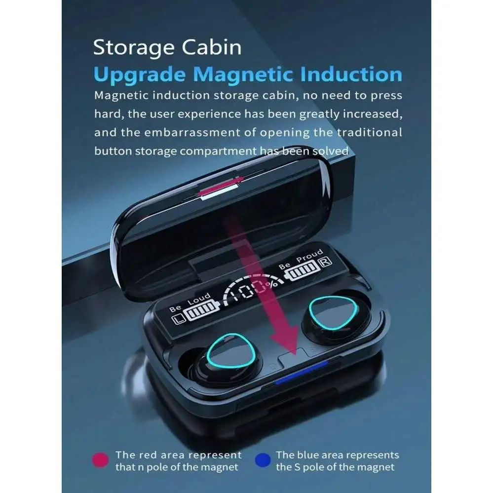 True Wireless Bluetooth Headphones, Waterproof Stereo in-Ear Earphones Touch Control Long-Lasting Earbuds