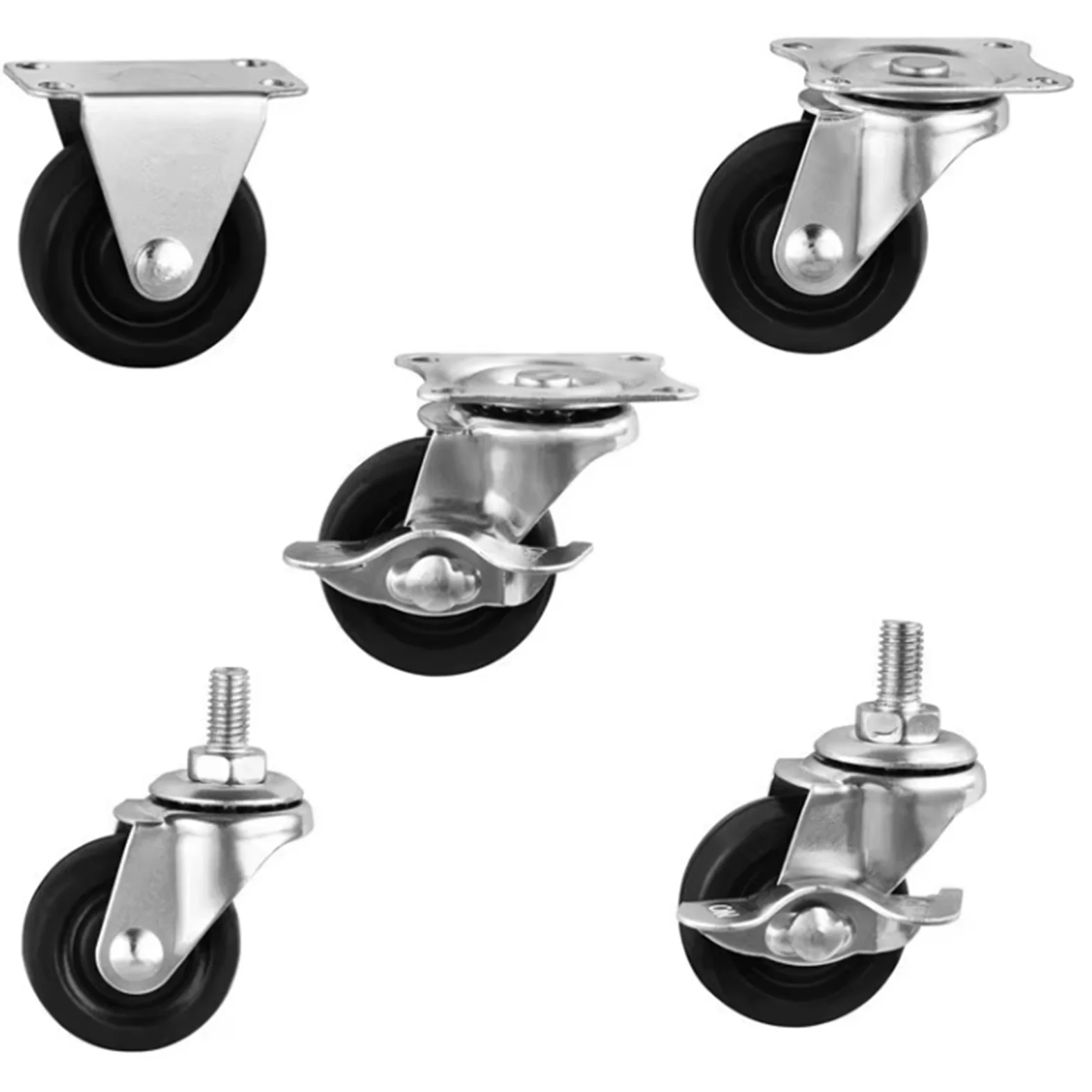 Factory Direct Manufacturer 6 Inch Low Noise Rubber Rollers Ball Bearing Trolley Caster Wheel Bearing Capacity 120KG