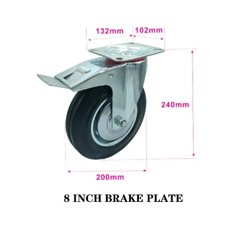 Factory Direct Manufacturer 6 Inch Low Noise Rubber Rollers Ball Bearing Trolley Caster Wheel Bearing Capacity 120KG