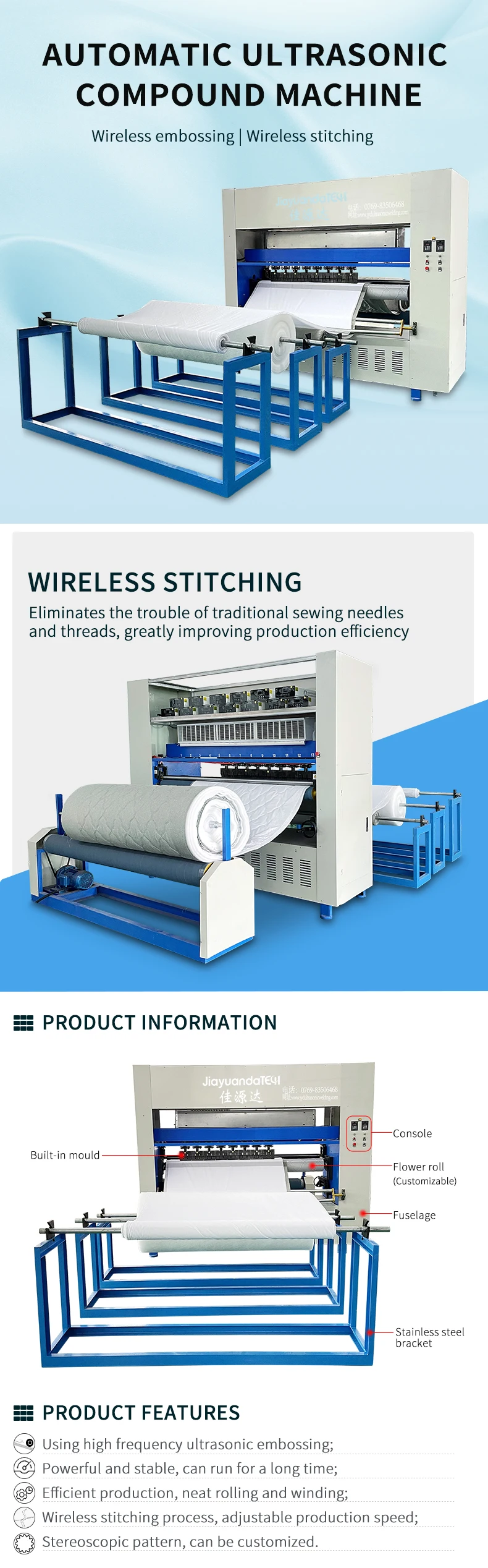 Home Textile Product Machinery Ultrasonic Nonwoven Fabric Laminating Quilting Machine