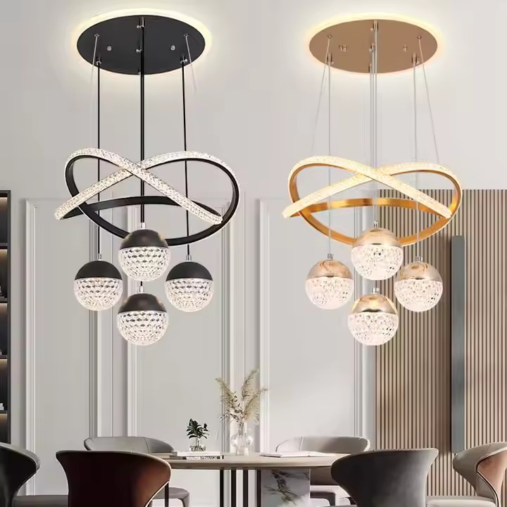Gold Acrylic Crystal Pendant Light Livingroom Hotel Luxury Decorative Chandeliers and Hanging Lamps